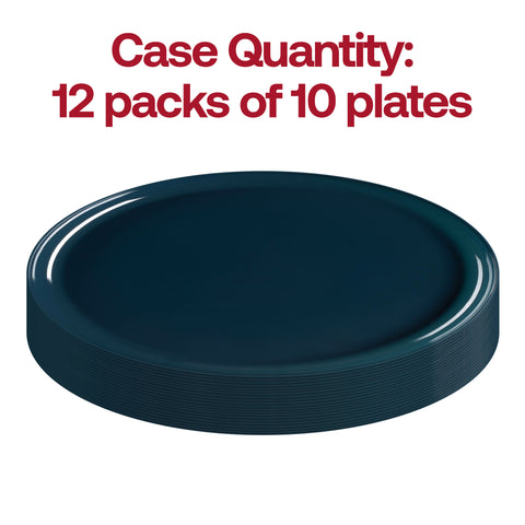 Navy Flat Round Plastic Pastry Plates (6.25