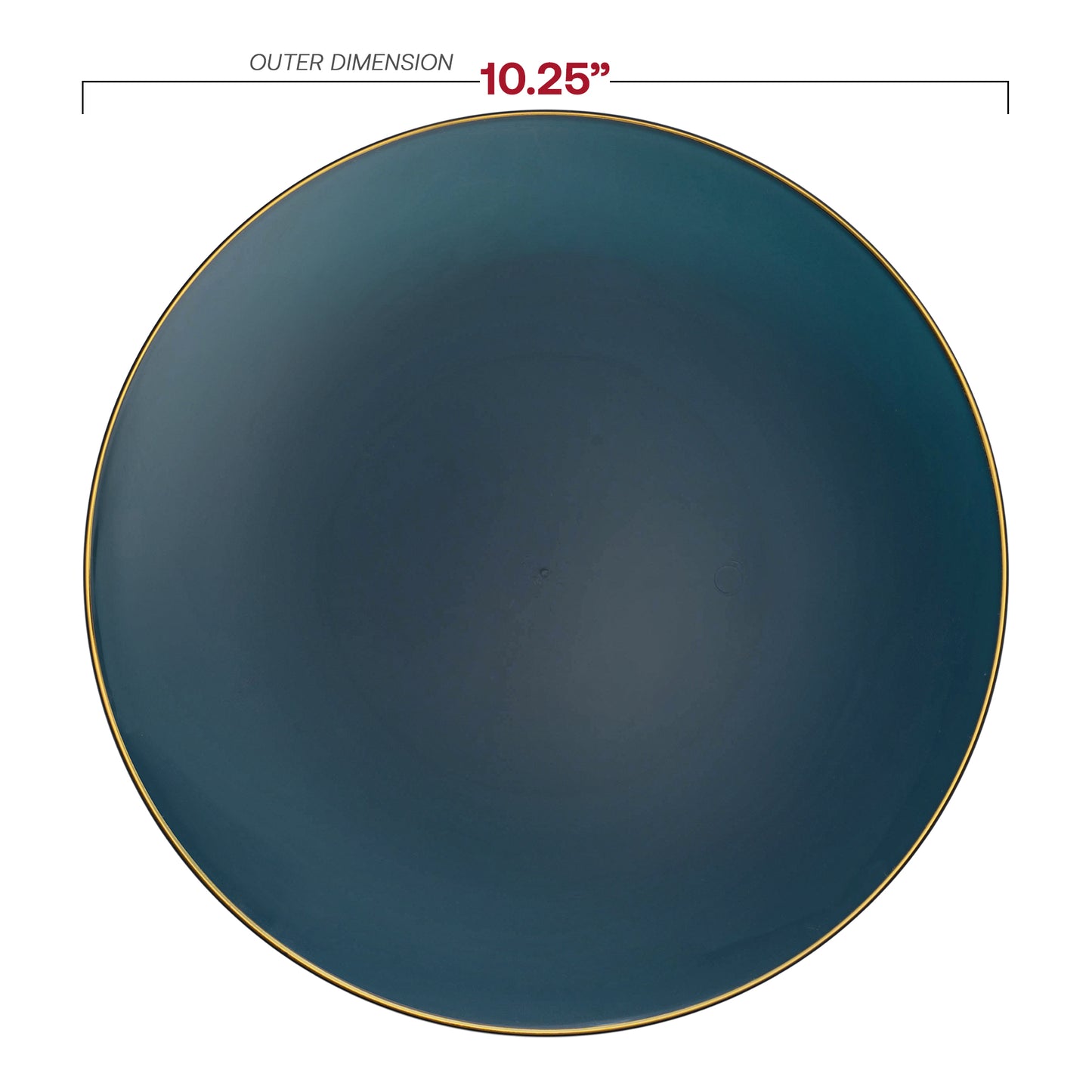 Navy with Gold Rim Organic Round Plastic Dinner Plates (10.25") Dimension | The Kaya Collection