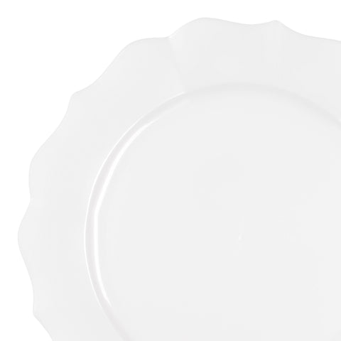 Pearl White Round Lotus Plastic Dinner Plates (10.25