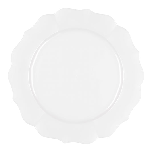 Pearl White Round Lotus Plastic Dinner Plates (10.25") | The Kaya Collection