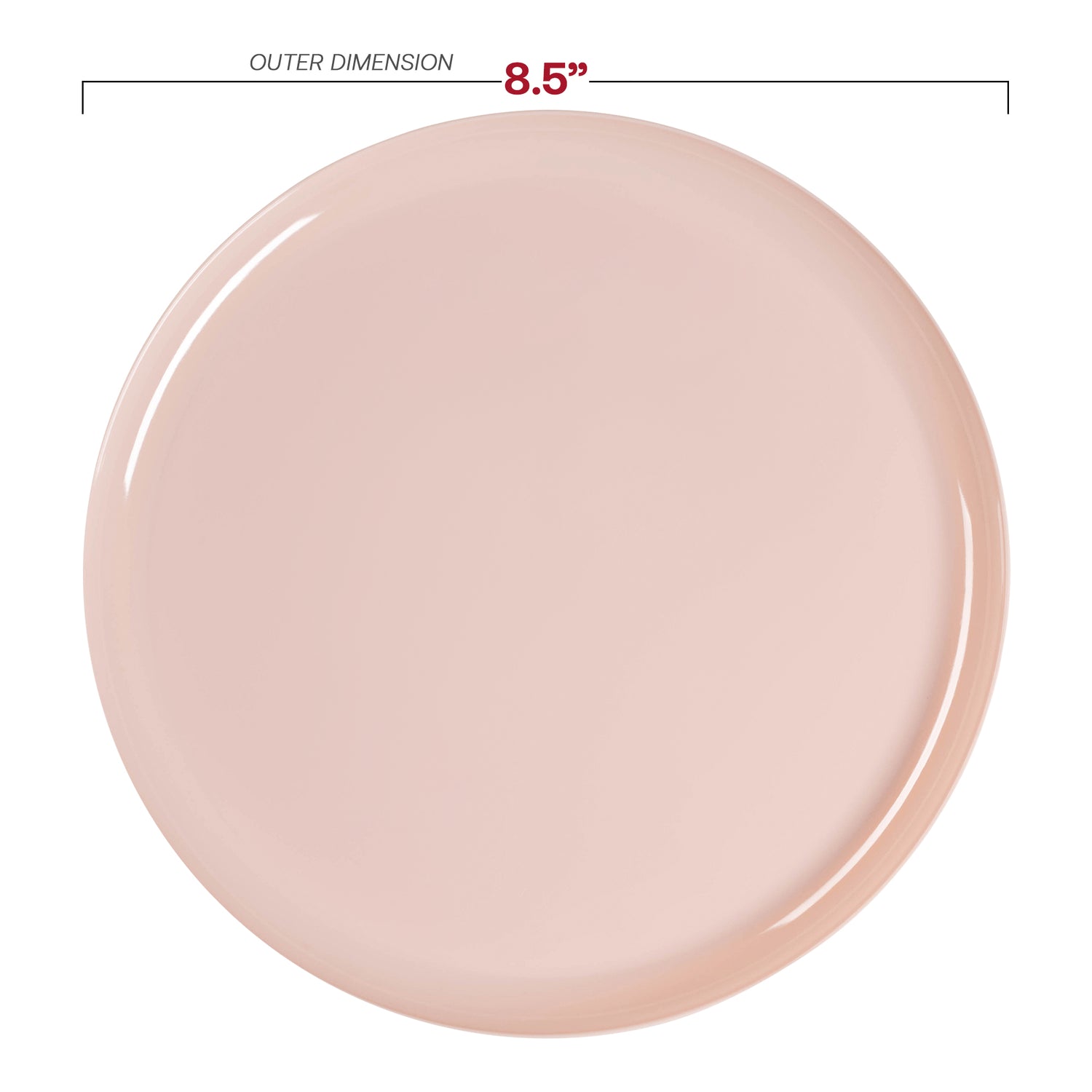 Pink Flat Round Disposable Plastic Appetizer/Salad Plates (8.5") Dimension | The Kaya Collection