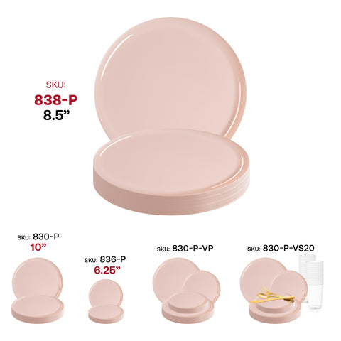 Pink Flat Round Disposable Plastic Appetizer/Salad Plates (8.5
