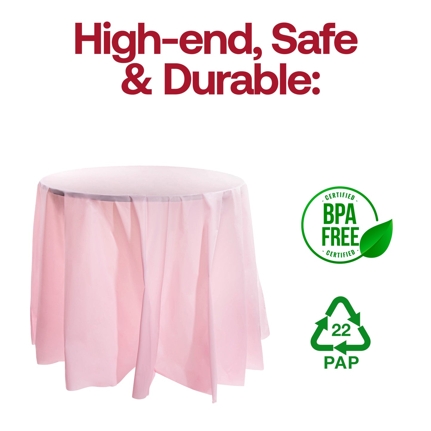 Pink Round Plastic Tablecloths (84")