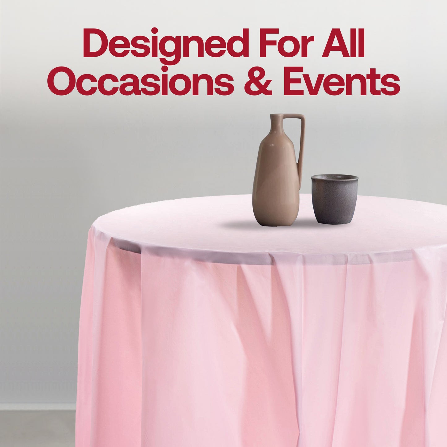 Pink Round Plastic Tablecloths (84")