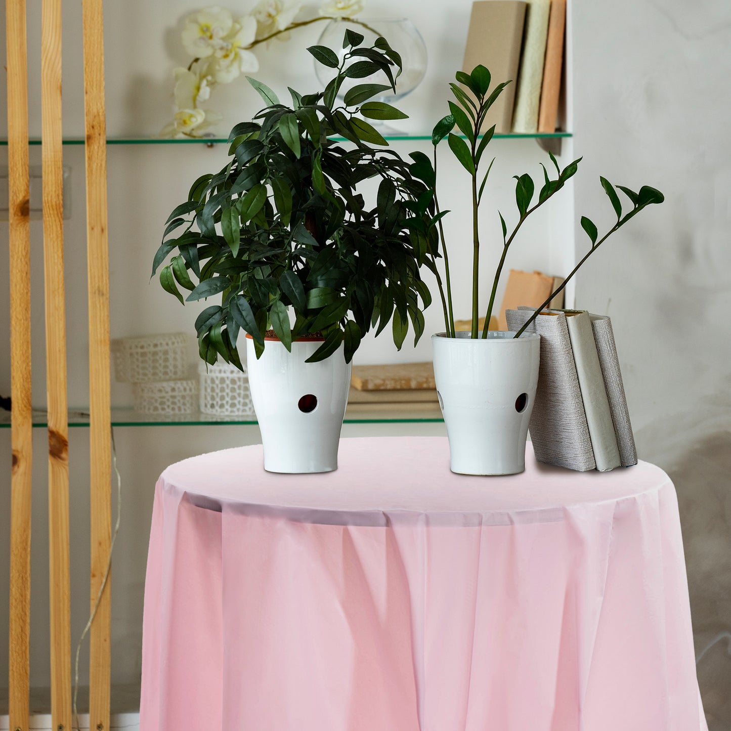 Pink Round Plastic Tablecloths (84")