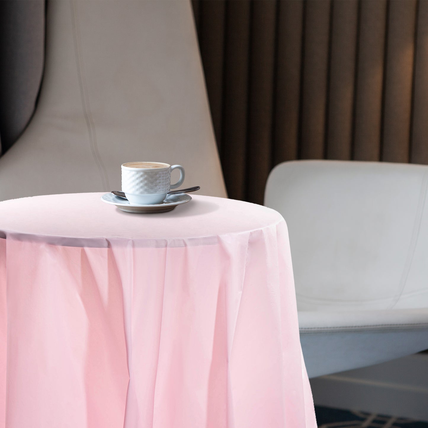 Pink Round Plastic Tablecloths (84")