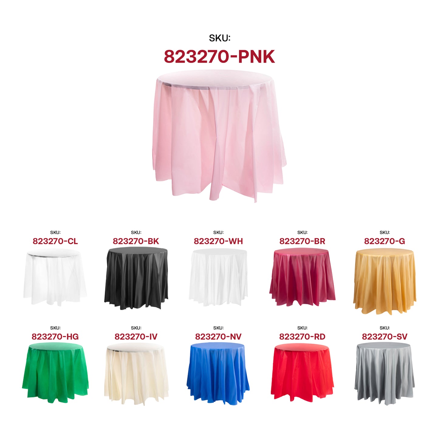 Pink Round Plastic Tablecloths (84")