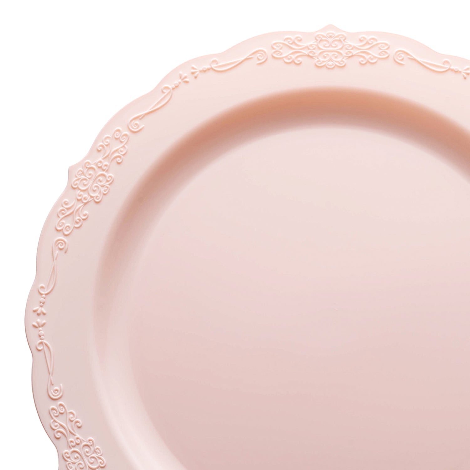 Pink Vintage Round Disposable Plastic Dinner Plates (10") | The Kaya Collection