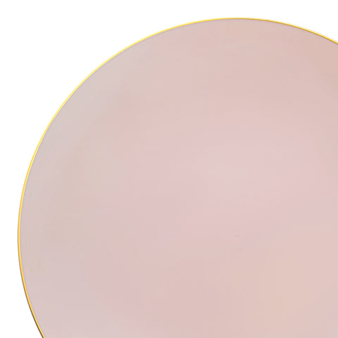 Pink with Gold Organic Round Disposable Plastic Dinner Plates (10.25