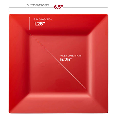 Red Square Disposable Plastic Salad Plates (6.5