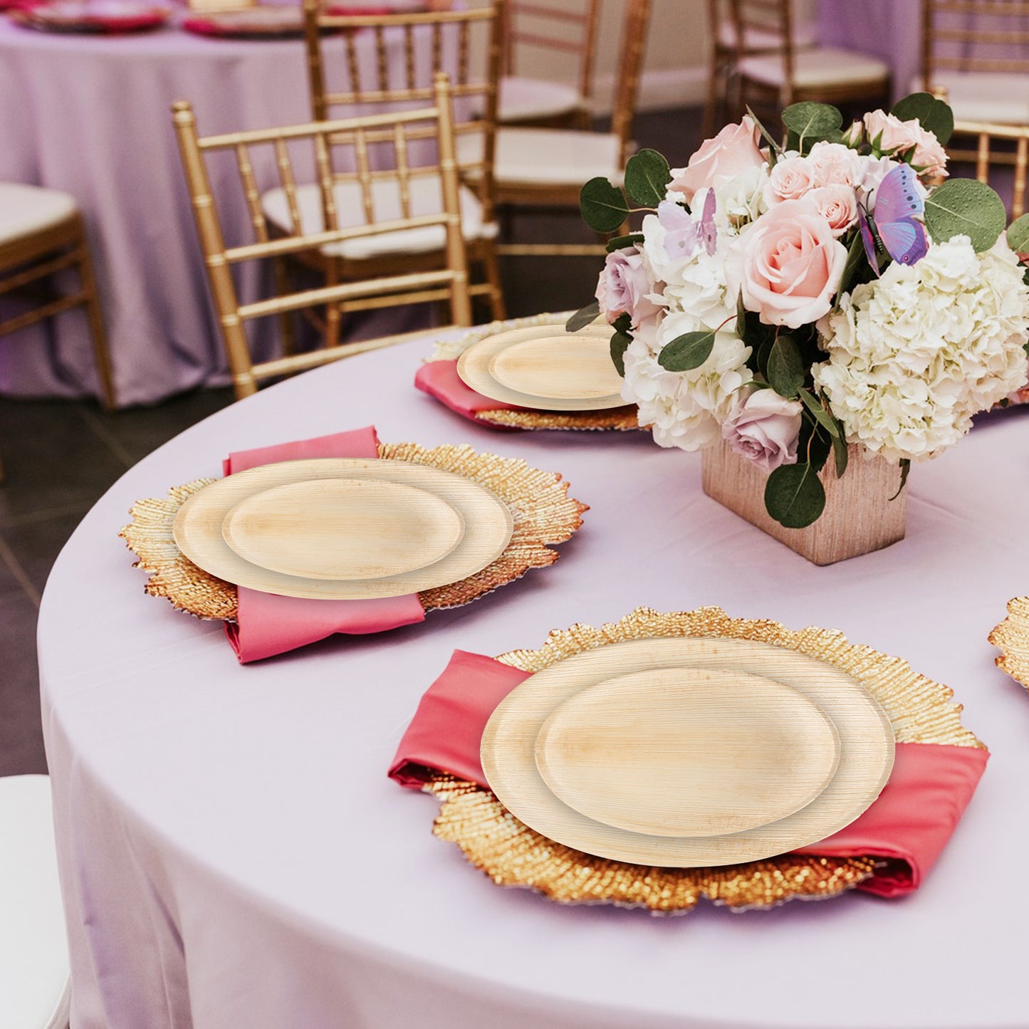 Round Palm Leaf Disposable Eco Friendly Dinnerware Value Set