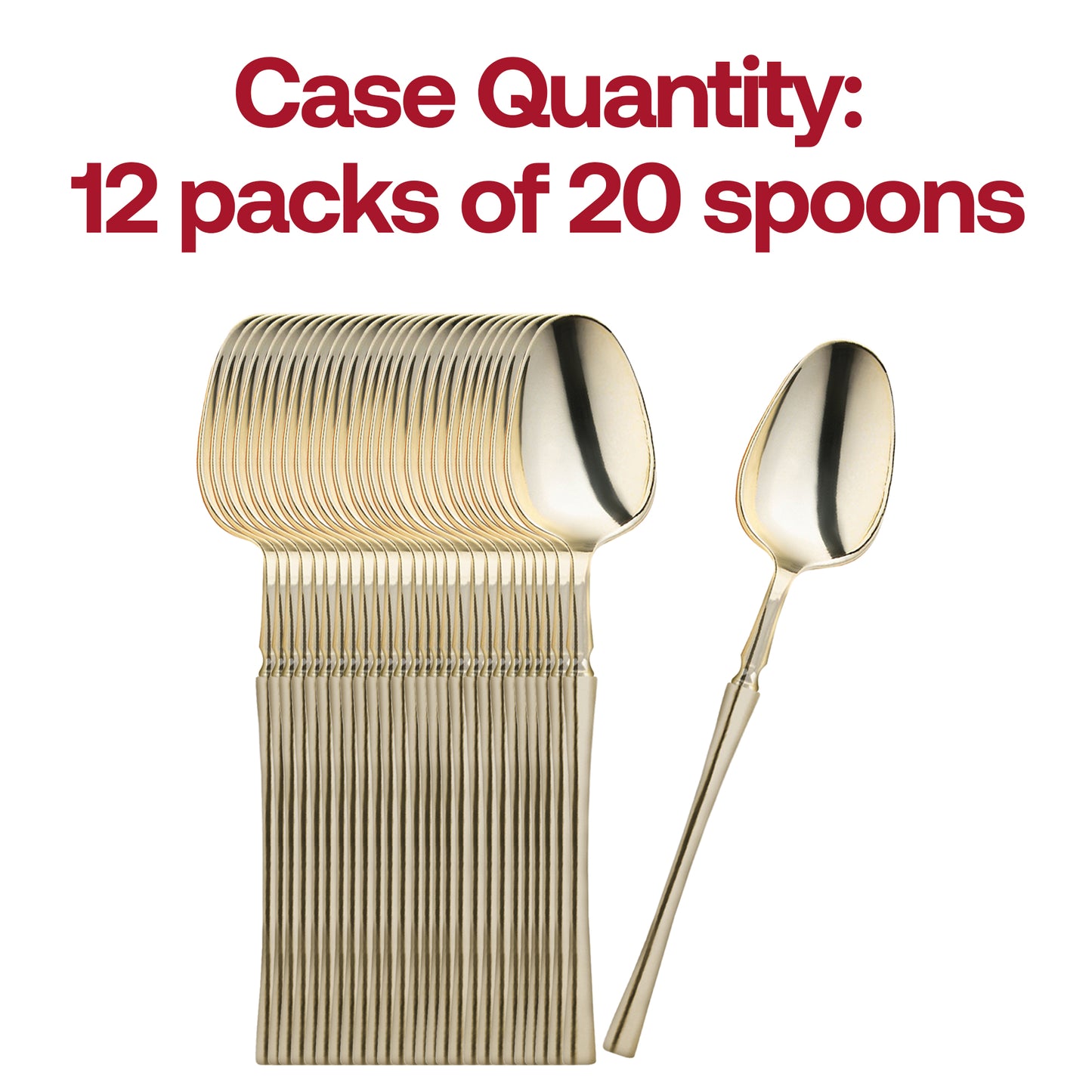 Shiny Metallic Gold Moderno Disposable Plastic Dessert Spoons