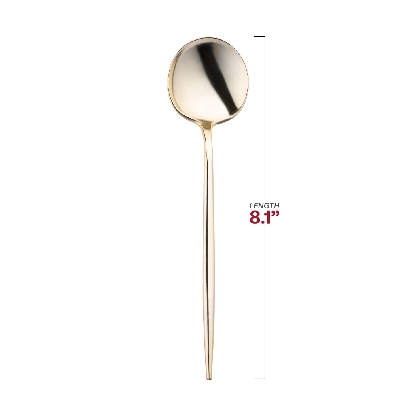 Shiny Gold Moderno Disposable Plastic Dinner Spoons Dimension | The Kaya Collection