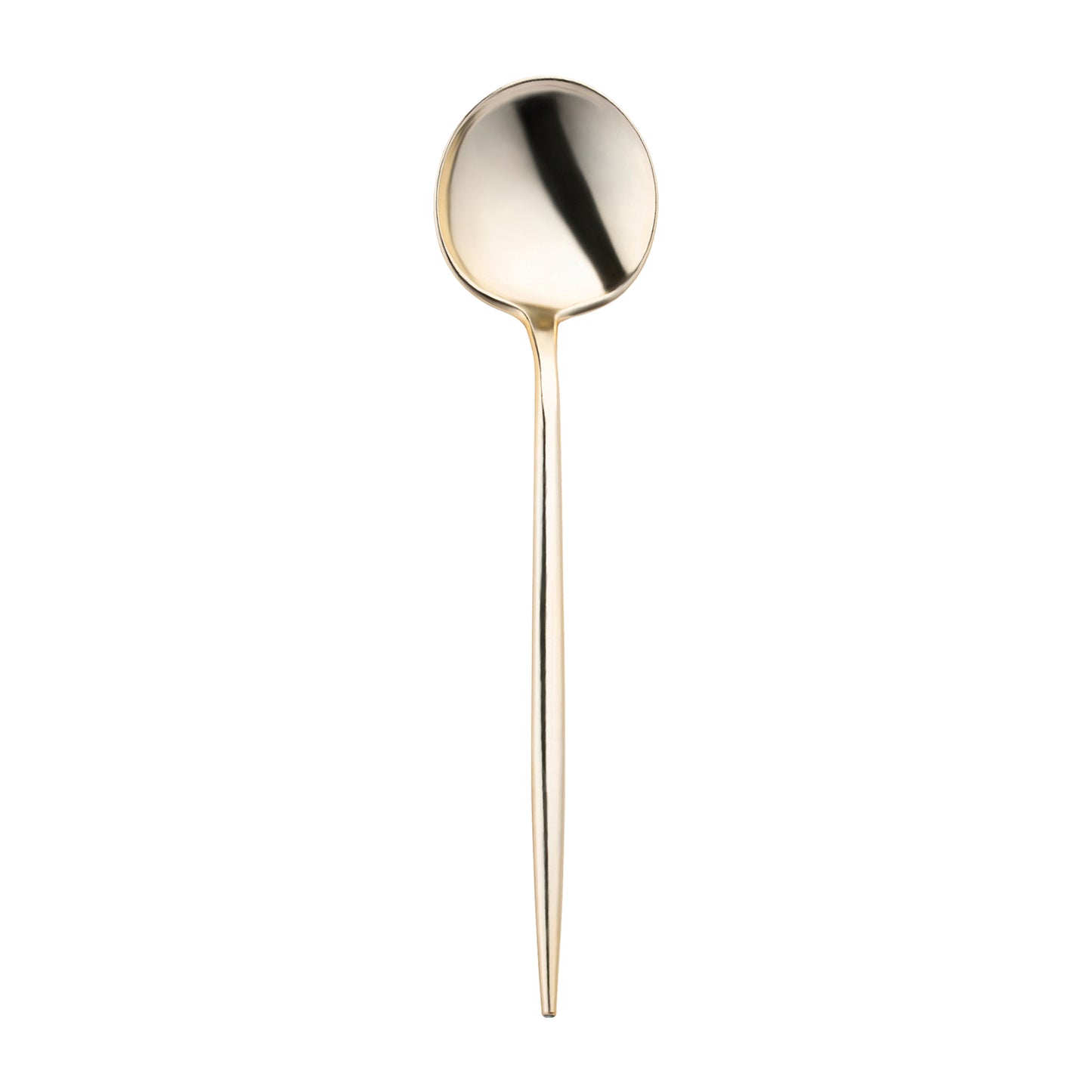 Shiny Gold Moderno Disposable Plastic Dinner Spoons Main | The Kaya Collection