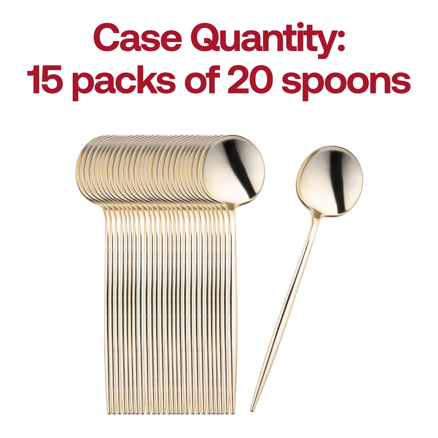 Shiny Gold Moderno Disposable Plastic Dinner Spoons Quantity | The Kaya Collection