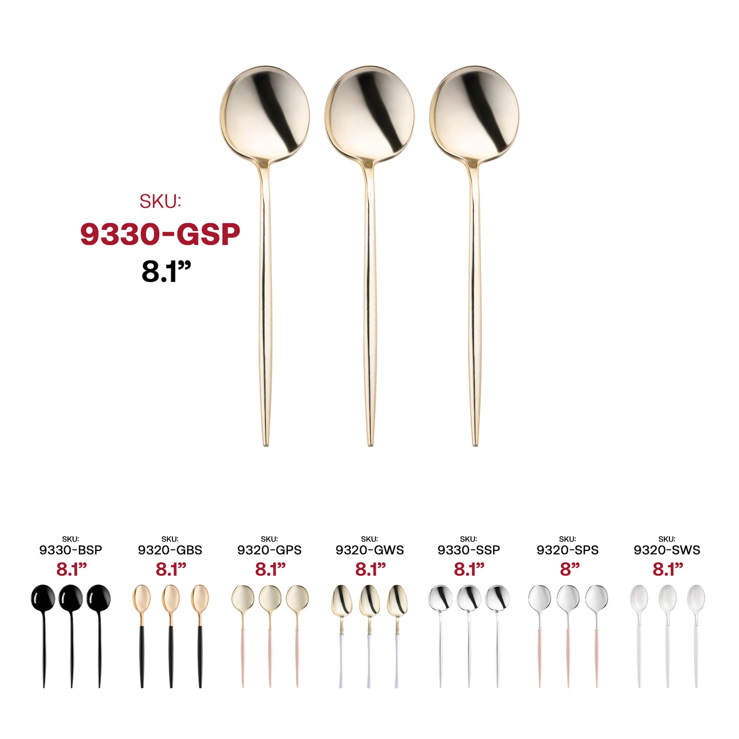 Shiny Gold Moderno Disposable Plastic Dinner Spoons SKU | The Kaya Collection