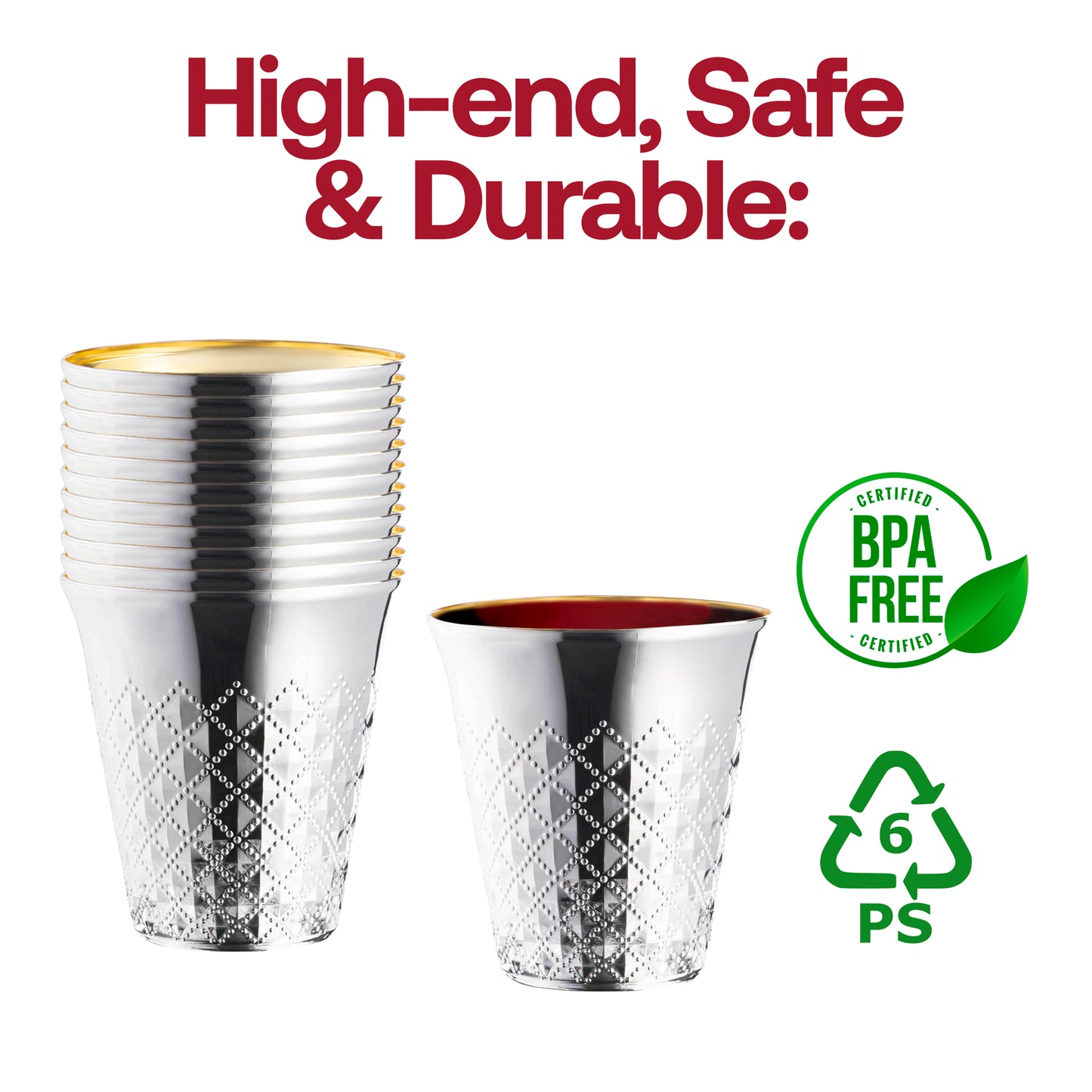 5 oz. Shiny Metallic Aluminum Silver Round Plastic Kiddush Cups | The Kaya Collection