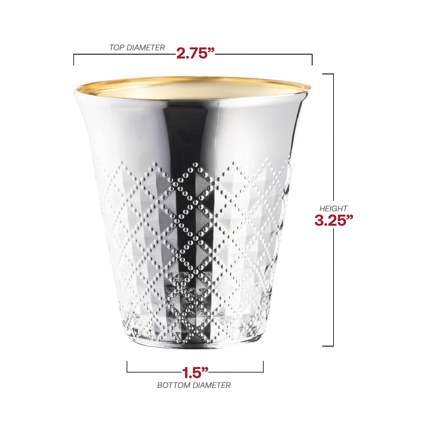 5 oz. Shiny Metallic Aluminum Silver Round Plastic Kiddush Cups | The Kaya Collection