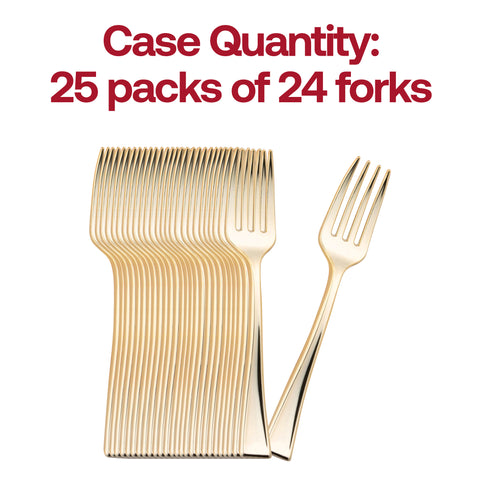 Shiny Metallic Gold Mini Plastic Disposable Tasting Forks Quantity | The Kaya Collection