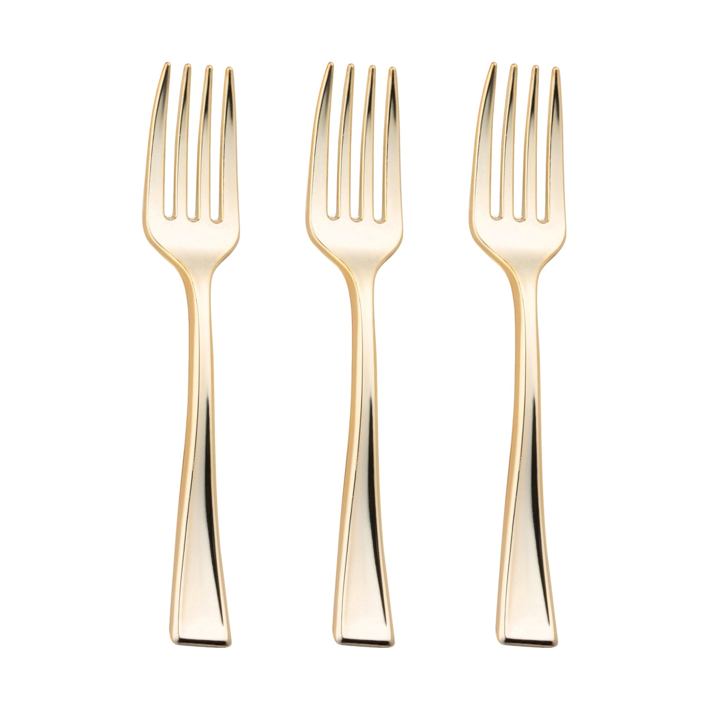 Shiny Metallic Gold Mini Plastic Disposable Tasting Forks Secondary | The Kaya Collection