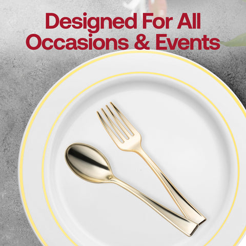 Shiny Metallic Gold Mini Plastic Disposable Tasting Spoons Lifestyle | The Kaya Collection