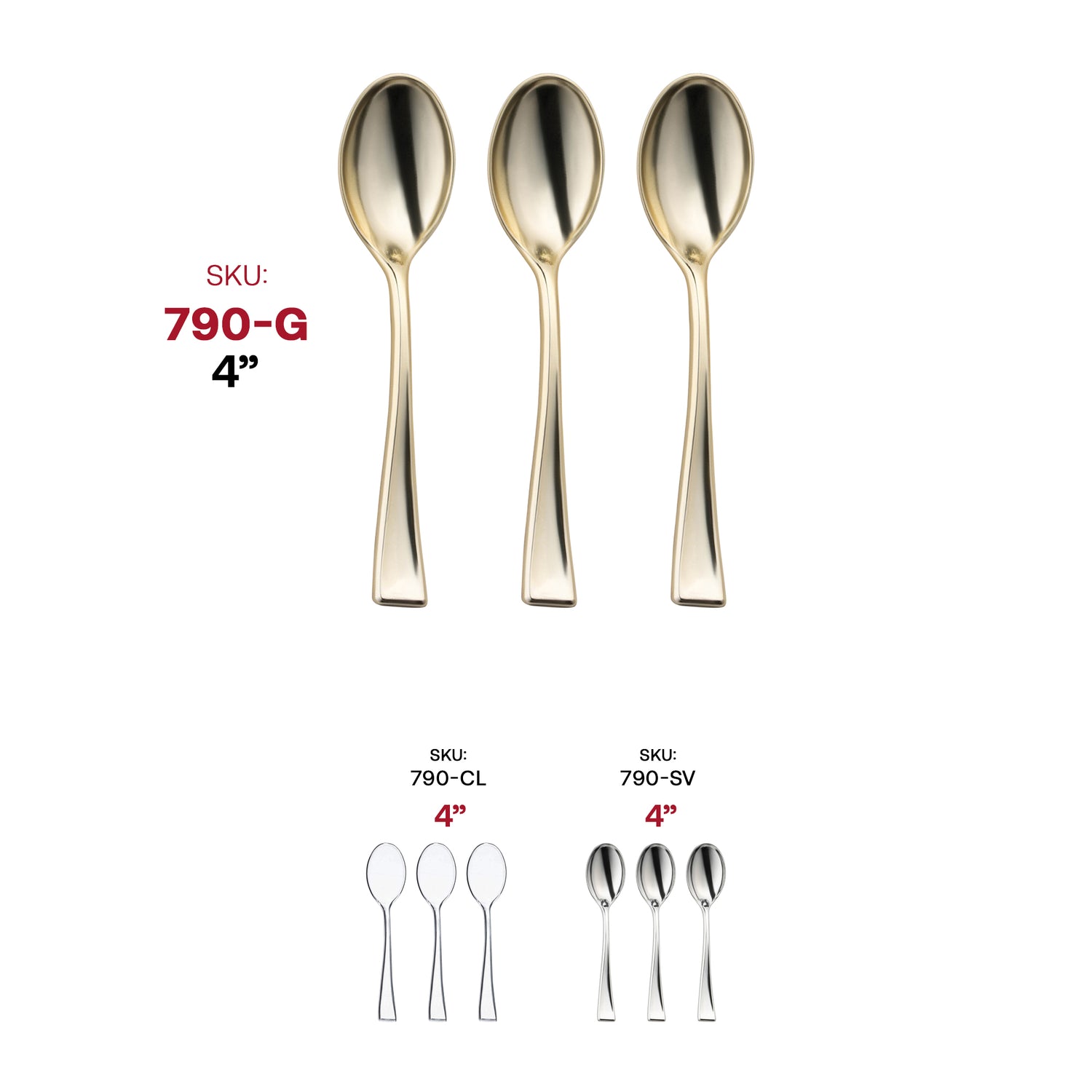 Shiny Metallic Gold Mini Plastic Disposable Tasting Spoons SKU | The Kaya Collection