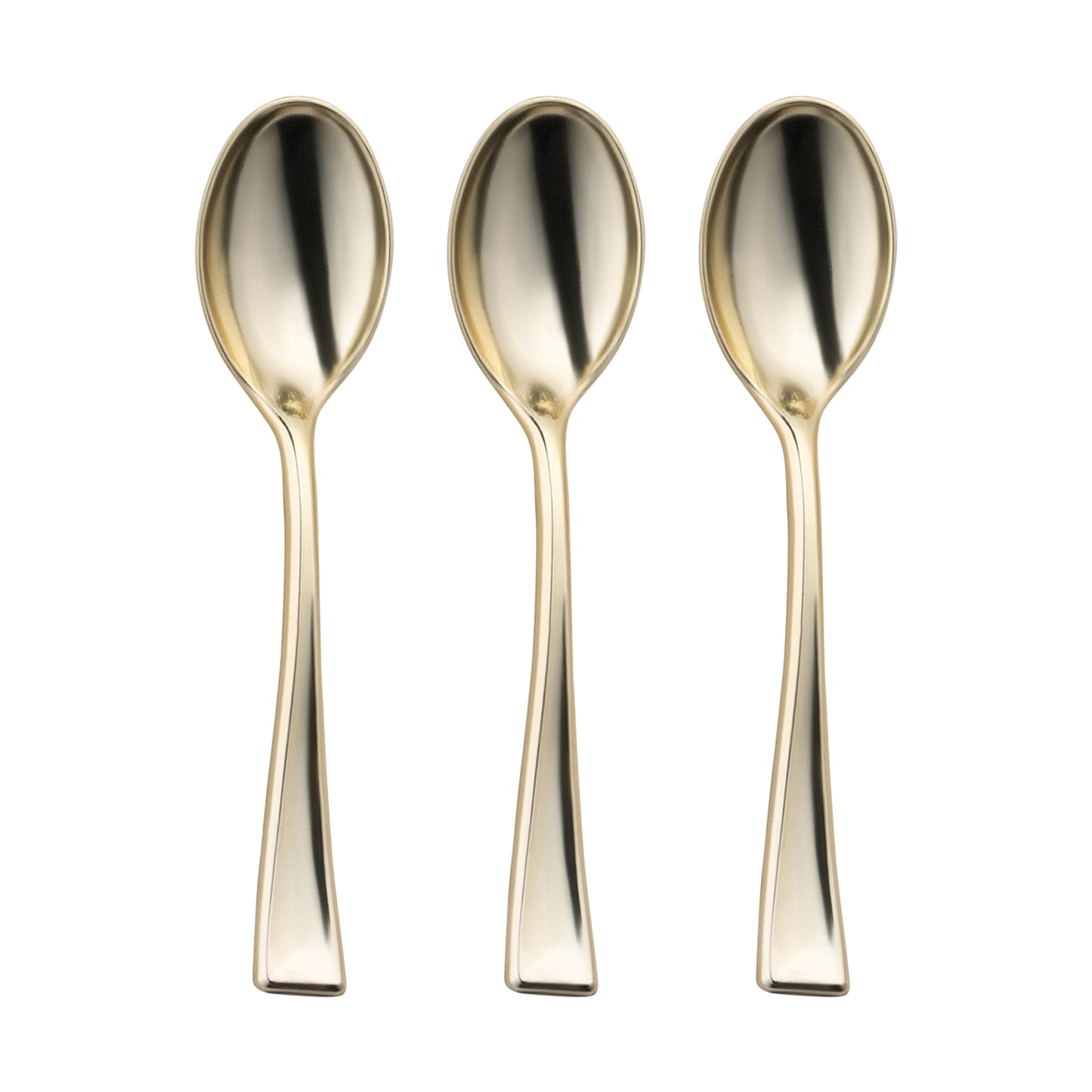 Shiny Metallic Gold Mini Plastic Disposable Tasting Spoons Secondary | The Kaya Collection