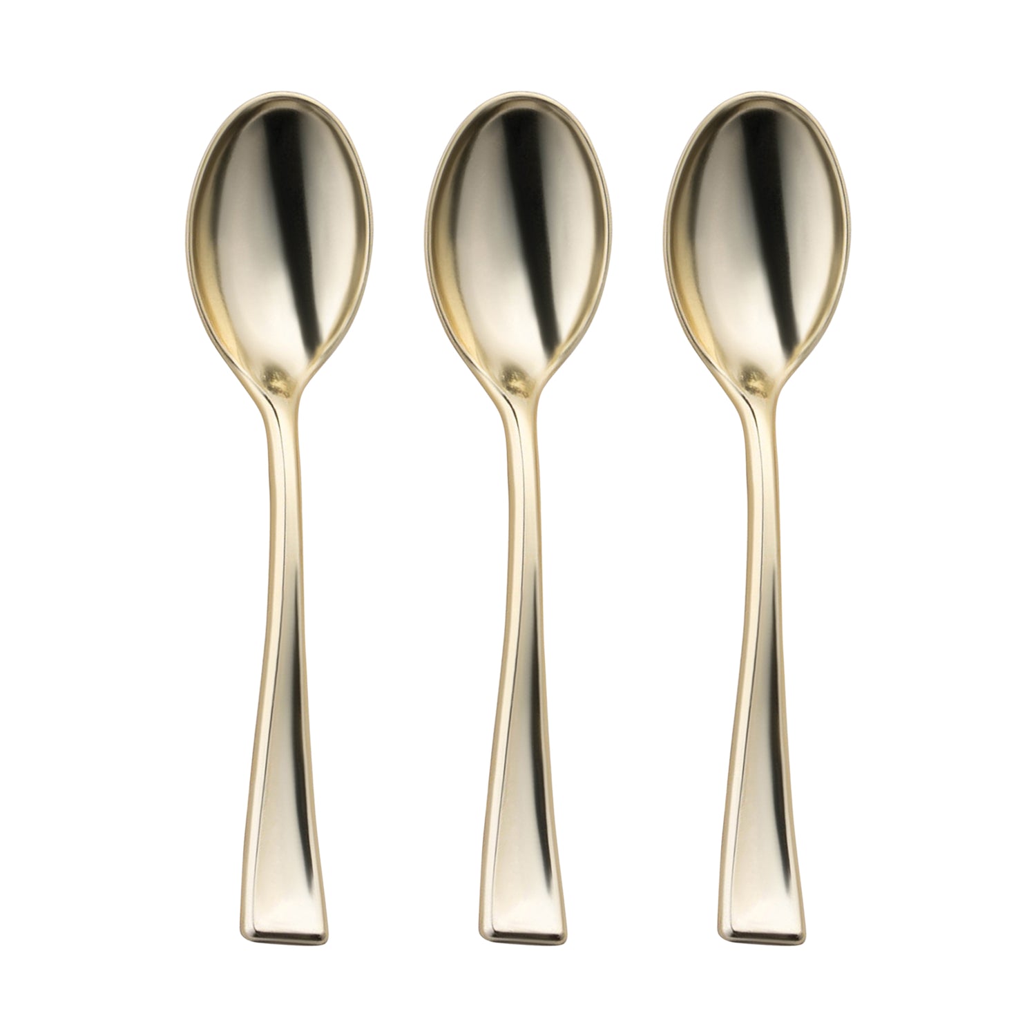 Shiny Metallic Gold Mini Plastic Disposable Tasting Spoons Secondary | The Kaya Collection