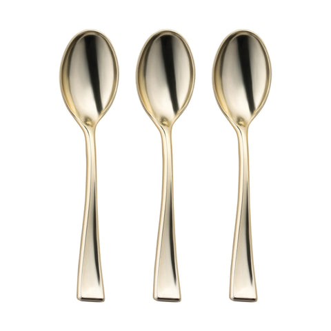 Shiny Metallic Gold Mini Plastic Disposable Tasting Spoons Secondary | The Kaya Collection