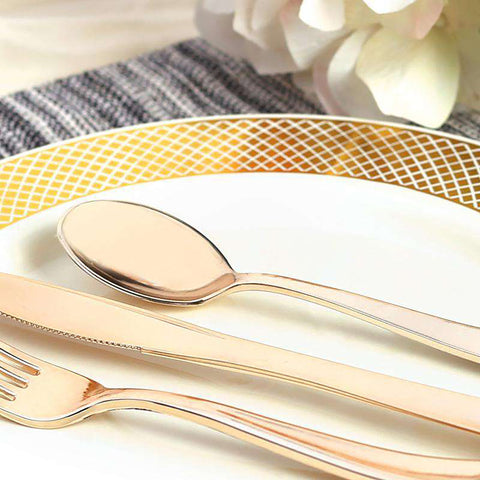 Shiny Metallic Gold Disposable Plastic Spoons