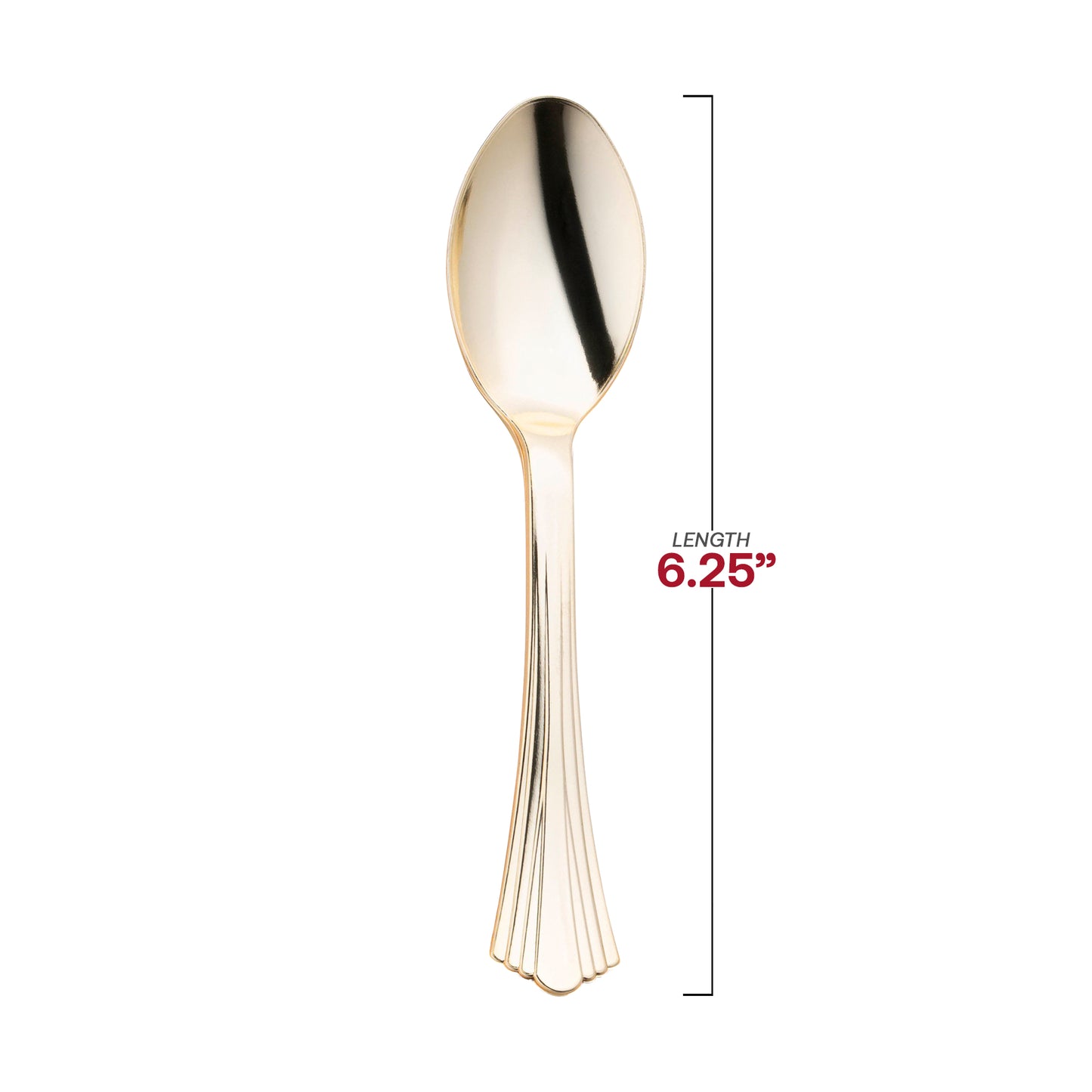 Shiny Metallic Groove Gold Plastic Spoons Dimension | The Kaya Collection