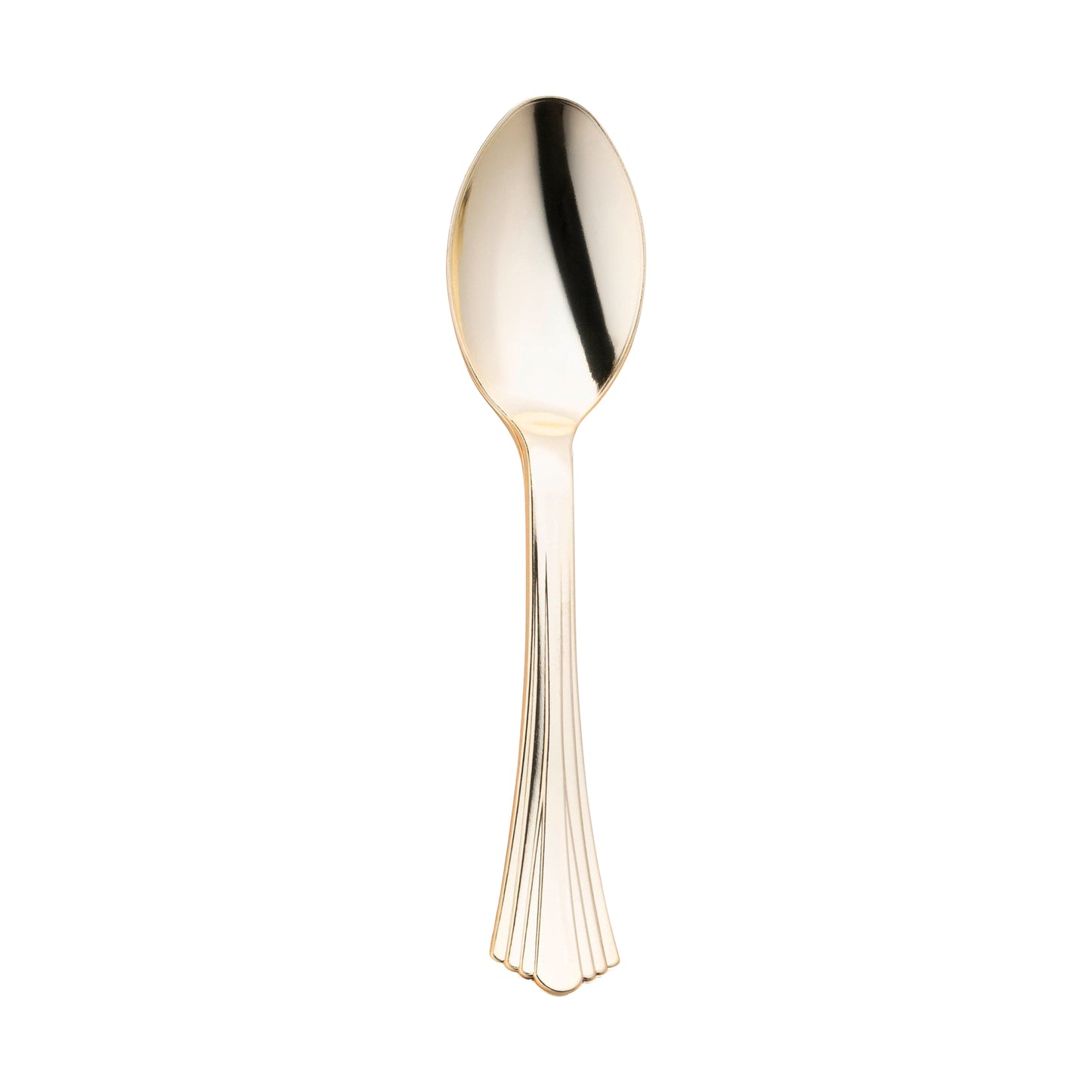 Shiny Metallic Groove Gold Plastic Spoons Main | The Kaya Collection