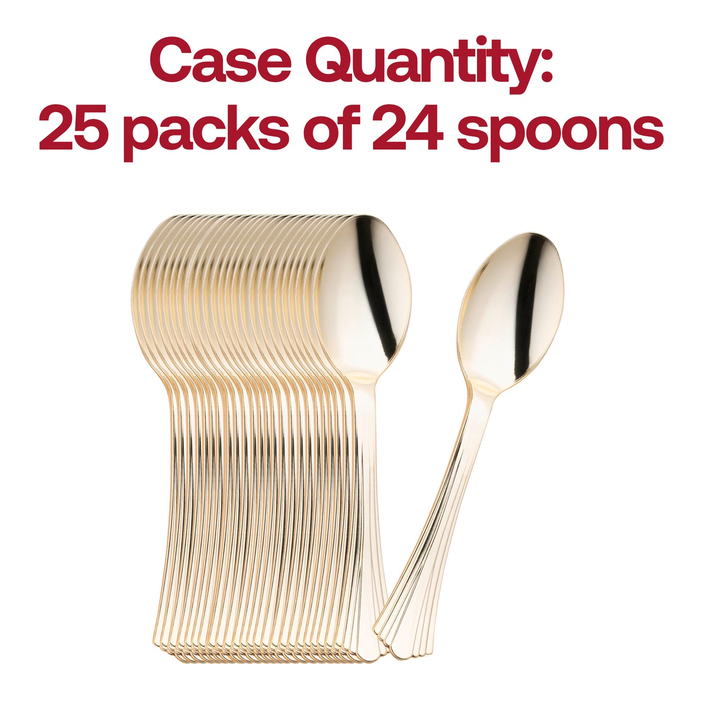 Shiny Metallic Groove Gold Plastic Spoons Quantity | The Kaya Collection