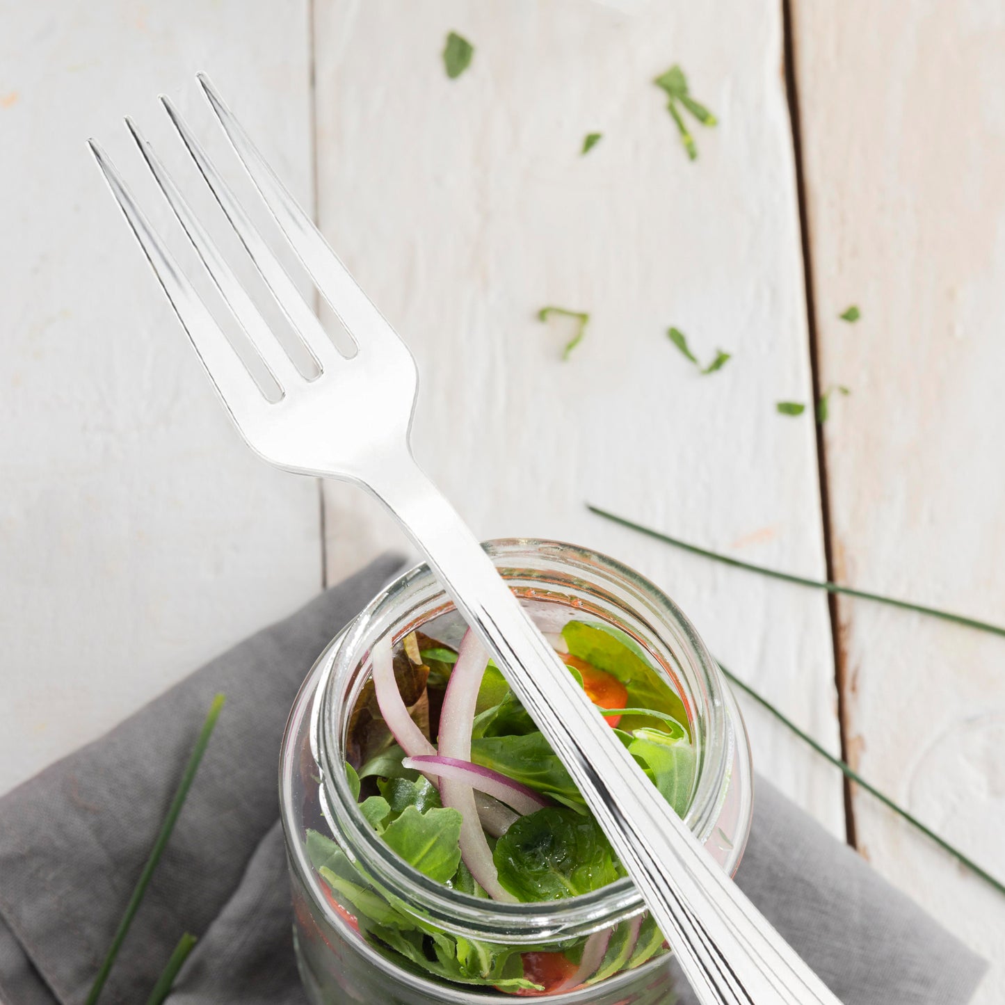 Shiny Metallic Groove Silver Disposable Plastic Forks
