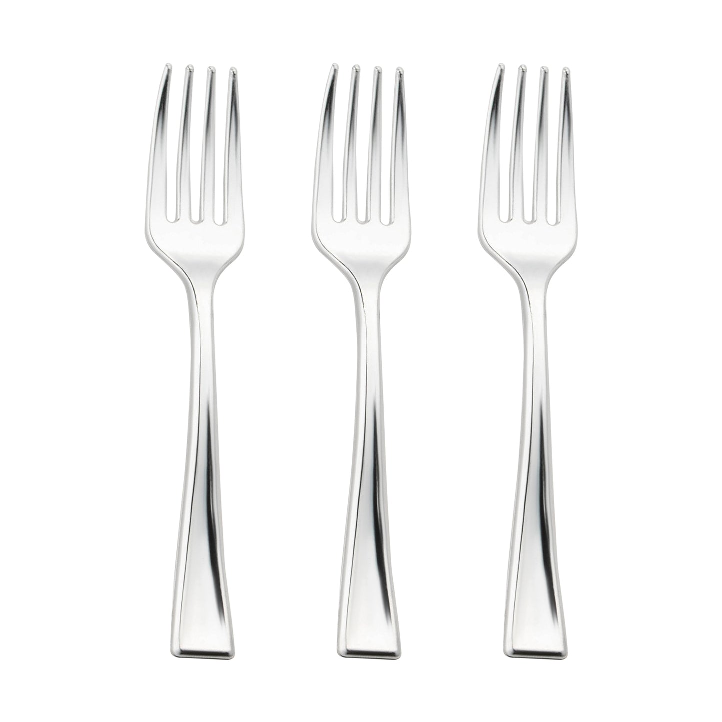 Shiny Metallic Silver Mini Plastic Disposable Tasting Forks Secondary | The Kaya Collection