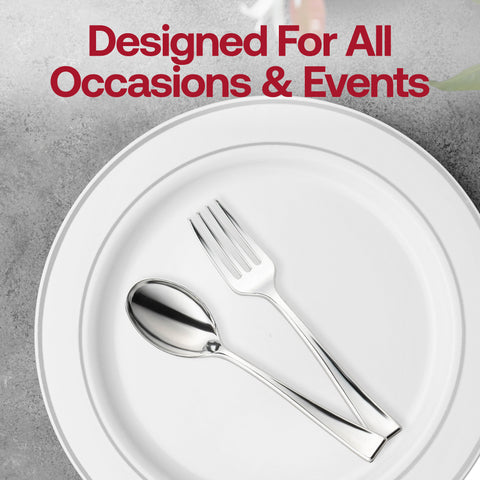 Shiny Metallic Silver Mini Plastic Disposable Tasting Spoons Lifestyle | The Kaya Collection