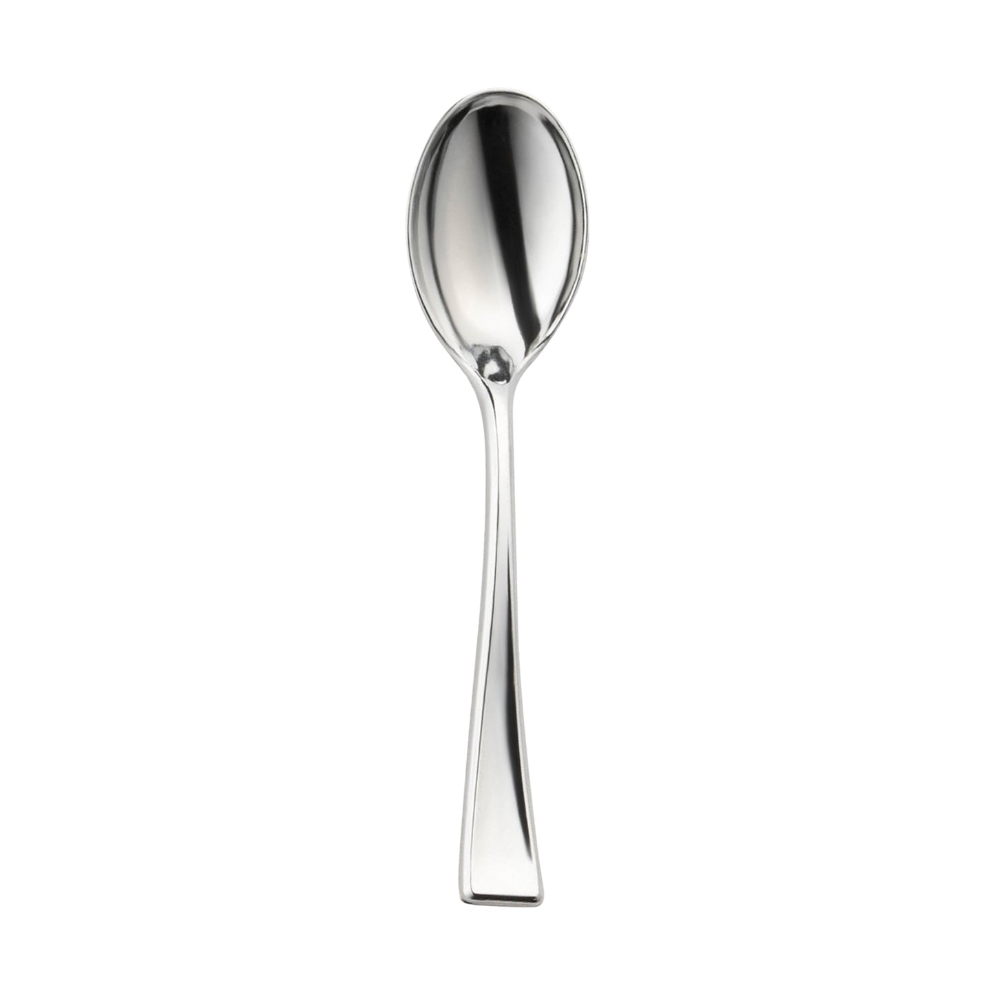 Shiny Metallic Silver Mini Plastic Disposable Tasting Spoons Main | The Kaya Collection