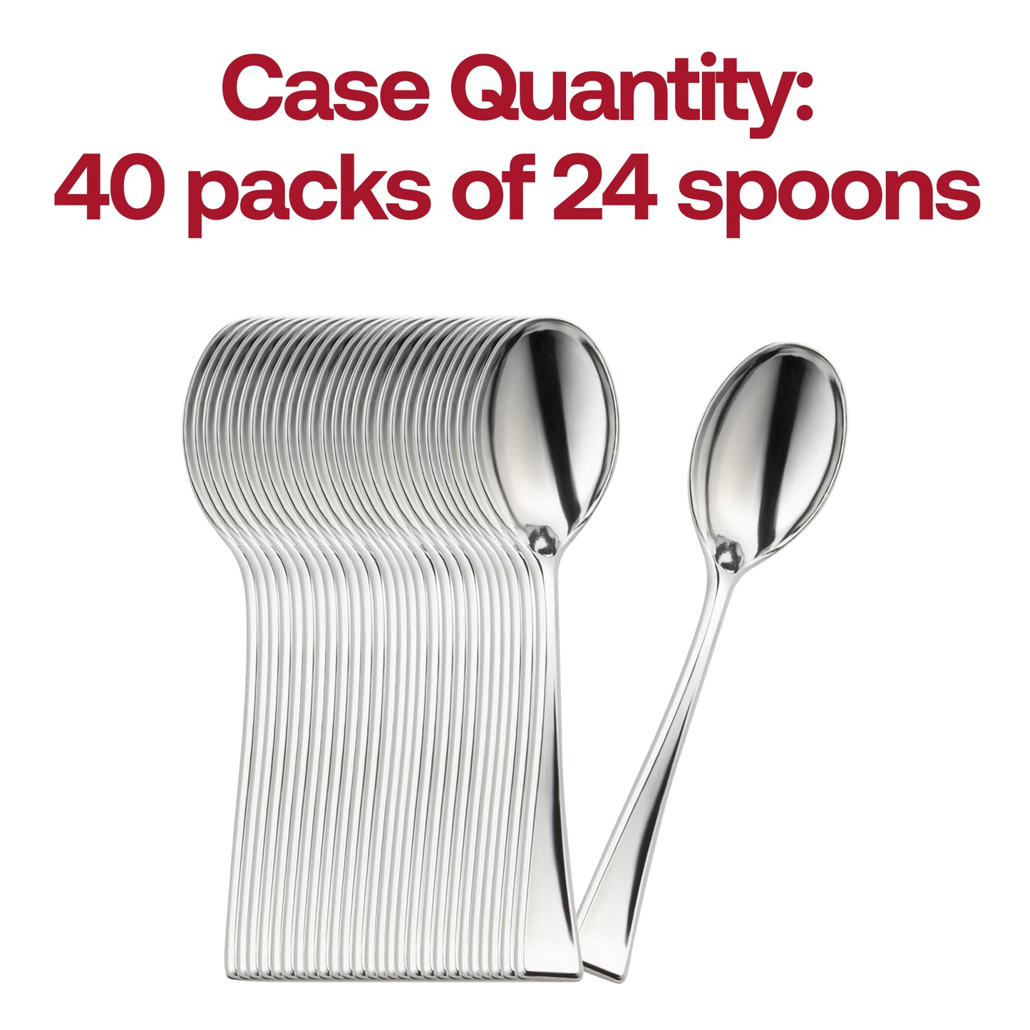 Shiny Metallic Silver Mini Plastic Disposable Tasting Spoons Quantity | The Kaya Collection