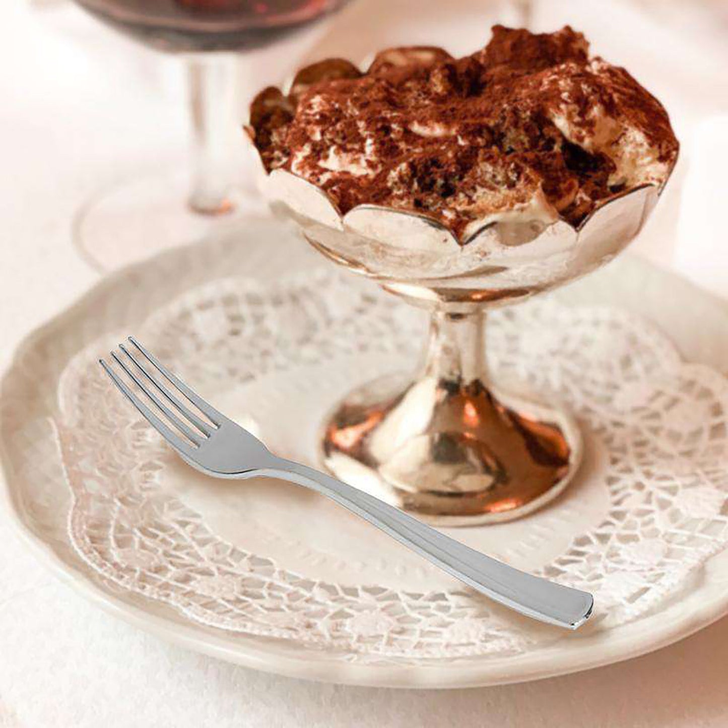 Shiny Metallic Silver Disposable Plastic Forks