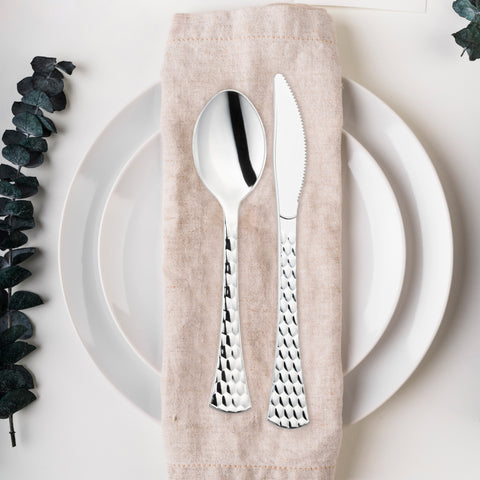 Shiny Silver Glamour Disposable Plastic Knives