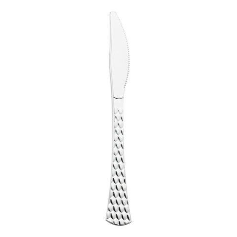 Shiny Silver Glamour Cutlery Disposable Plastic Knives Main | The Kaya Collection