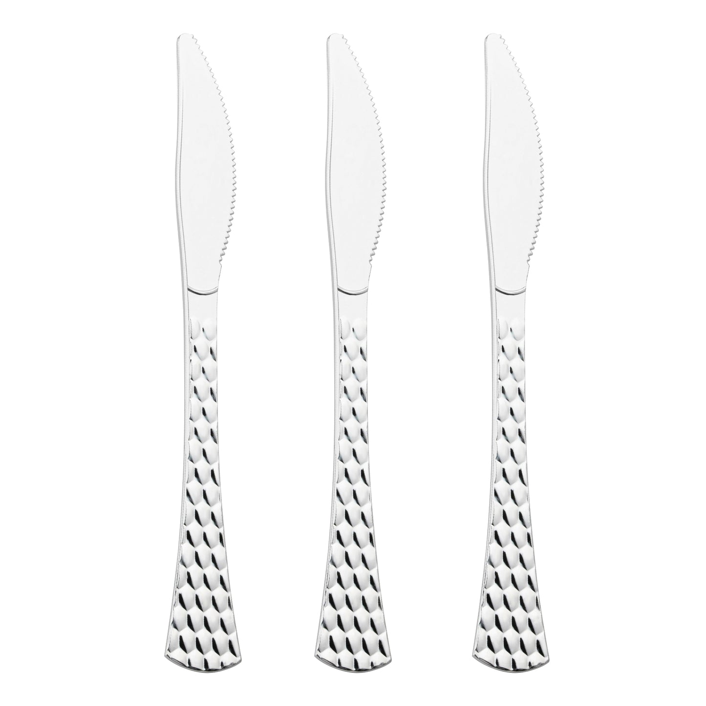 Shiny Silver Glamour Cutlery Disposable Plastic Knives Secondary | The Kaya Collection