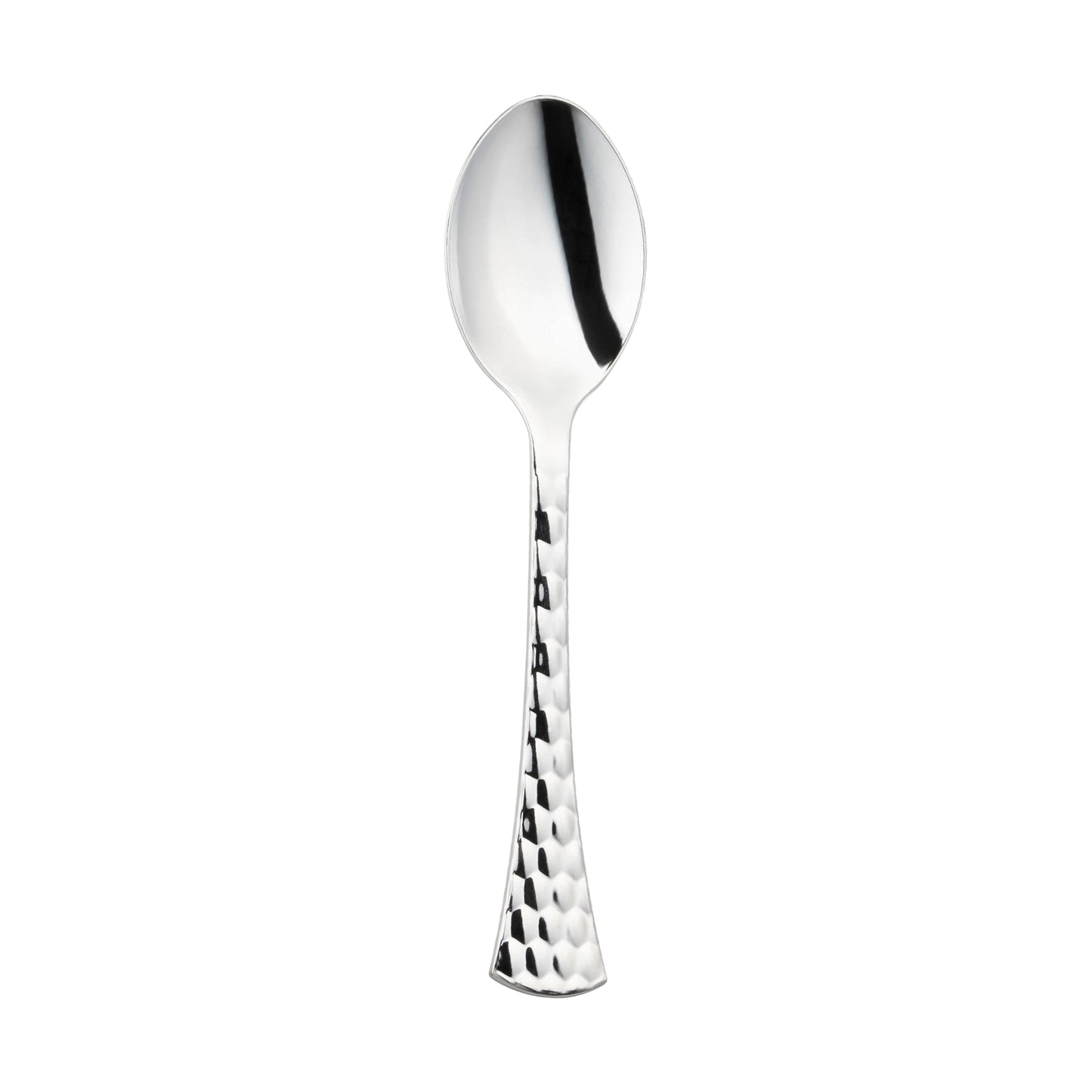 Shiny Silver Glamour Cutlery Disposable Plastic Spoons Main | The Kaya Collection
