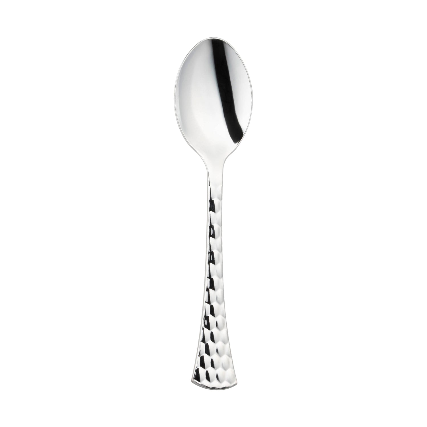 Shiny Silver Glamour Cutlery Disposable Plastic Spoons Main | The Kaya Collection