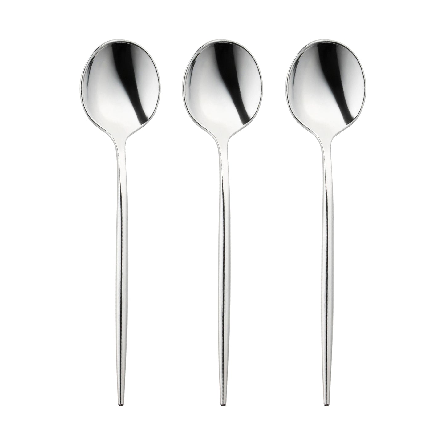 Shiny Silver Moderno Disposable Plastic Dessert Spoons Secondary | The Kaya Collection