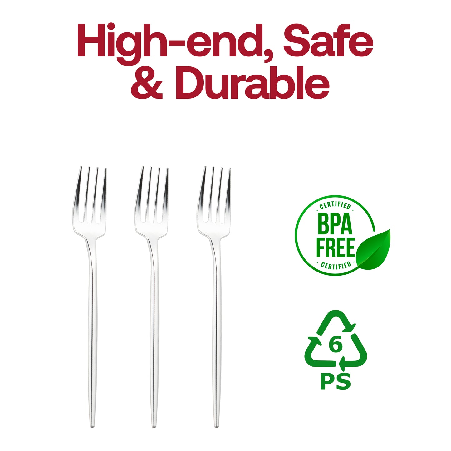 Shiny Silver Moderno Disposable Plastic Dinner Forks BPA | The Kaya Collection