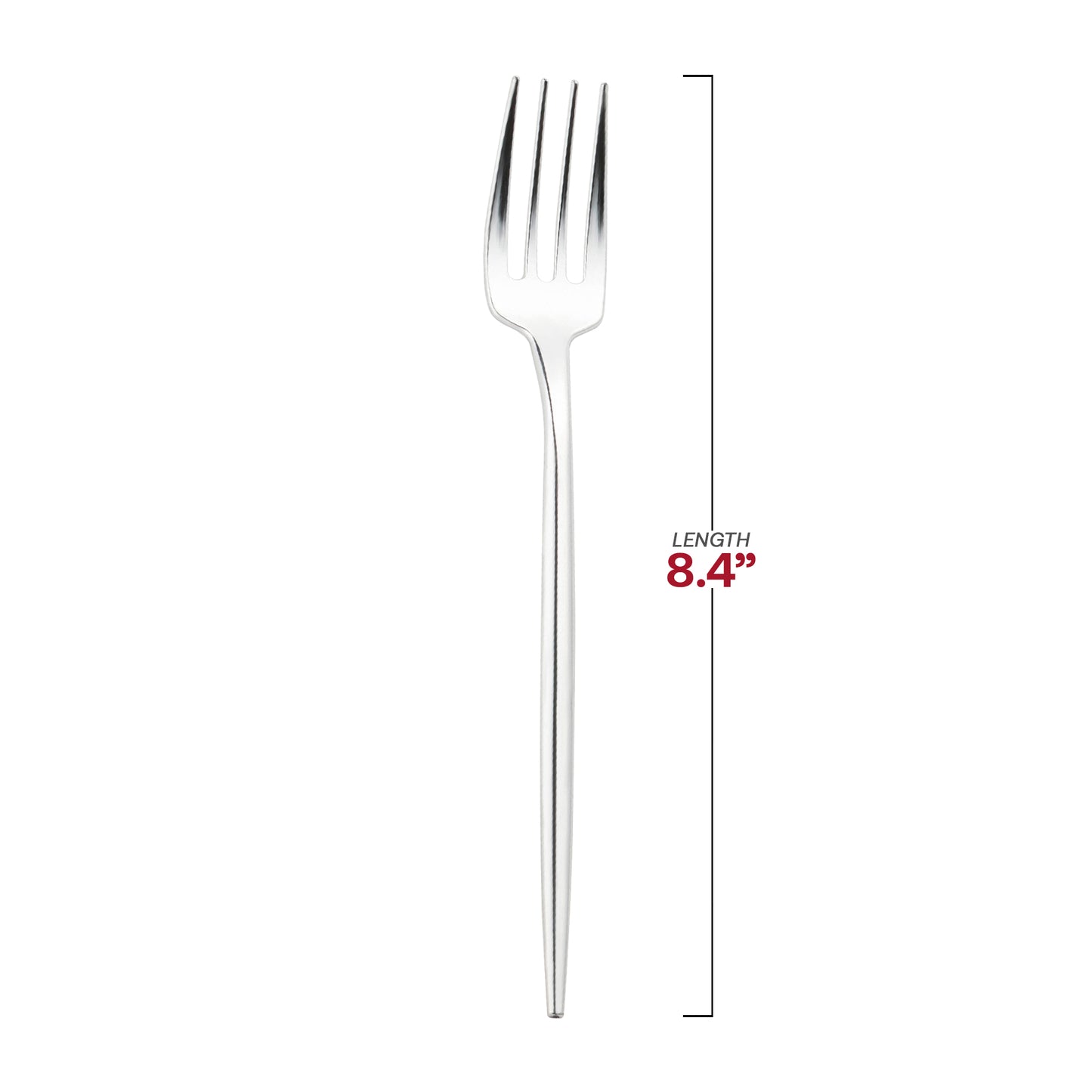 Shiny Silver Moderno Disposable Plastic Dinner Forks Dimension | The Kaya Collection