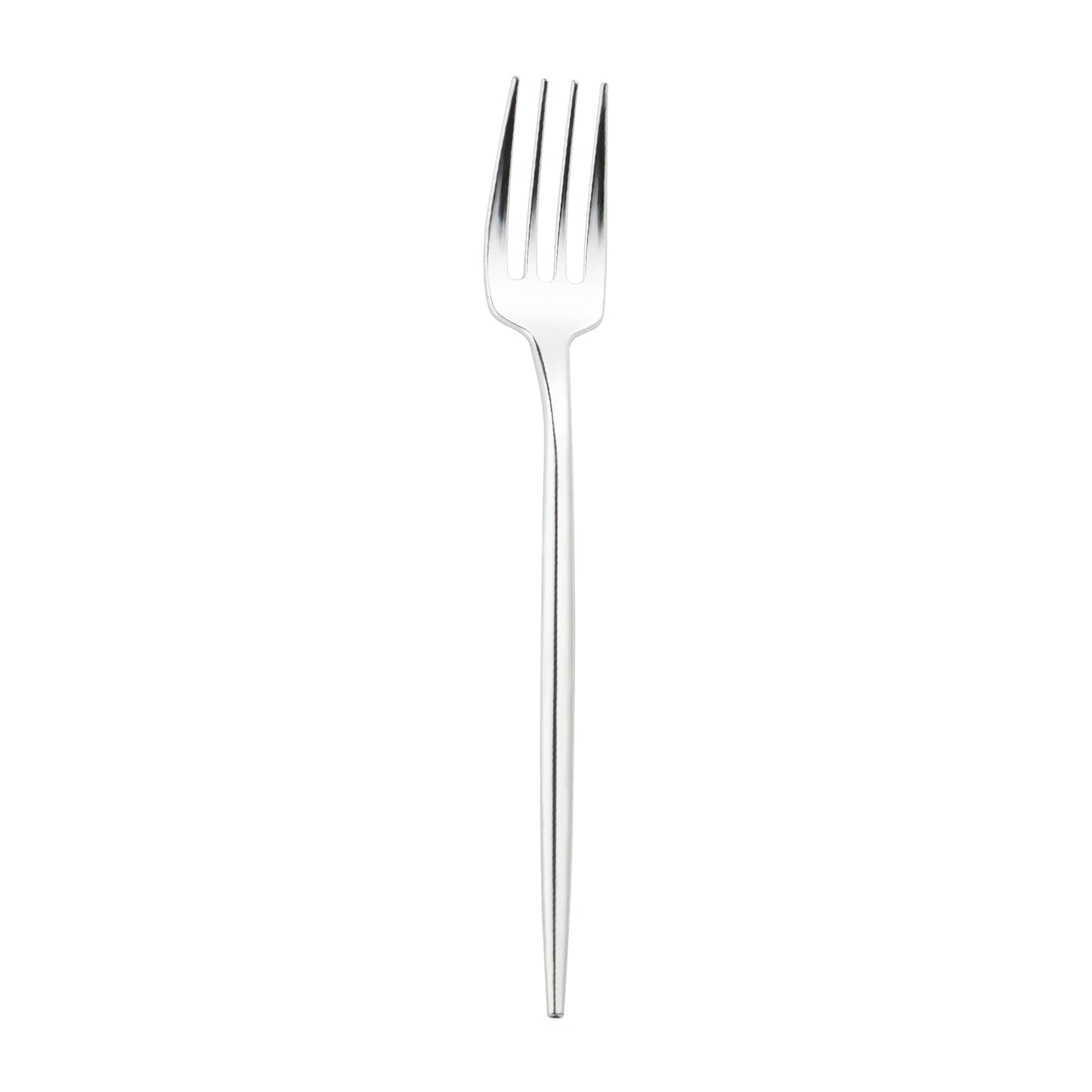 Shiny Silver Moderno Disposable Plastic Dinner Forks Main | The Kaya Collection