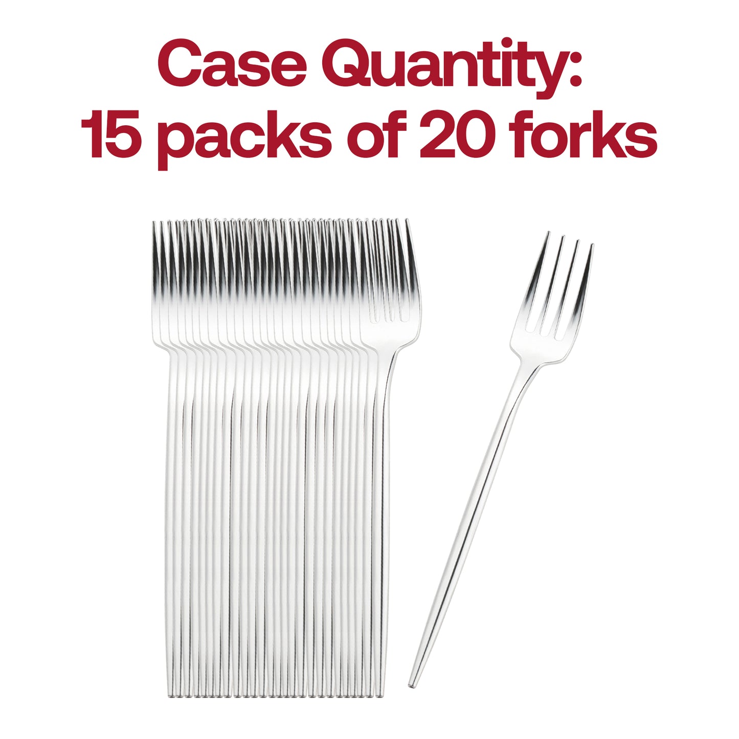 Shiny Silver Moderno Disposable Plastic Dinner Forks Quantity | The Kaya Collection