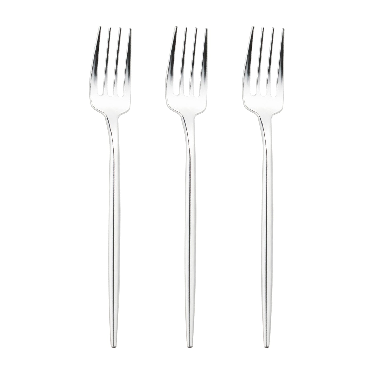 Shiny Silver Moderno Disposable Plastic Dinner Forks Secondary | The Kaya Collection
